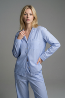 Long Striped Pajama Set – Light Blue