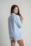 Short Striped Pajama Set – Light Blue