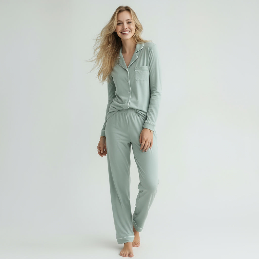 Long Sleeve Pajama Set – Light blue