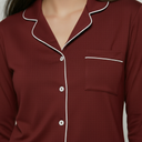 Ensemble de pyjama à manches longues en bambou – Bordeaux 