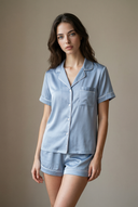Short Sleeve Pajama Set – Light Blue