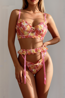Sunset Bloom Floral Lingerie Set