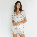 Short Sleeve Pajama Set – White With Hearts