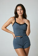 Midnight Ribbed Pajama Set - Blue