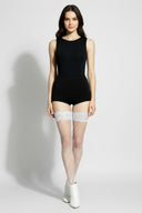 Spitzenoberteil Netzstrümpfe - Weiß 