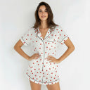 Ensemble de pyjama à manches courtes en satin – Blanc 