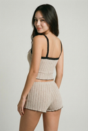 Midnight Ribbed Pajama Set - Beige