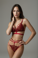 Crimson Desire Strappy Lace Lingerie Set