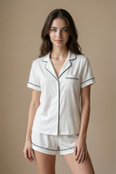 Short Sleeve Pajama Set – White