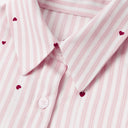 Conjunto de pijama a rayas con botones y pantalones cortos de ajuste relajado 