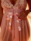 Rosé Dream Sheer Lace Babydoll Set