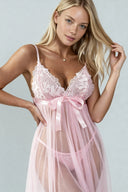 Rosé Dream Sheer Lace Babydoll Set Moonhaven