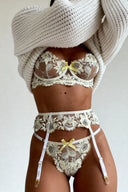 Blush Petal Lace Lingerie Set - Yellow White Moonhaven