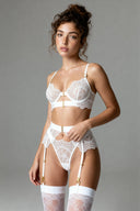 White Lace Sculpted Garter Lingerie Set Moonhaven