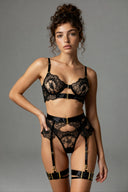 Black Lace Sculpted Garter Lingerie Set Moonhaven