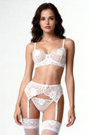White Velvet Rose Lingerie Set