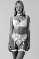 Sheer Lace Harness Lingerie Set - White Moonhaven