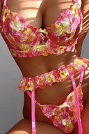 Sunset Bloom Floral Lingerie Set