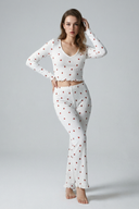 Ribbed long sleeve pajama set with strawberry