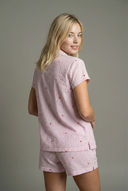 Striped button-down pajama set with hearts - Short
