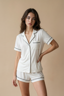 Short Sleeve Pajama Set – White