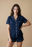 Short Sleeve Pajama Set – Navy Blue