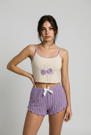 Big Cherry Ribbed Pajama Set - Purple
