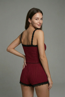 Midnight Ribbed Pajama Set - Red moonhaven  lingerie set pajama set