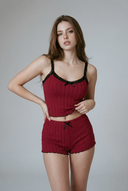 Midnight Ribbed Pajama Set - Red moonhaven  lingerie set pajama set