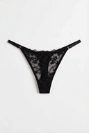 Lace High-Cut Thong – Black