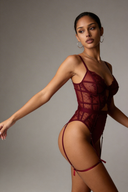 Set di lingerie con imbracatura in pizzo trasparente - Blu navy 