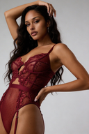 Set di lingerie con imbracatura in pizzo trasparente - Blu navy 