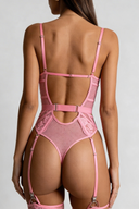 Set di lingerie con imbracatura in pizzo trasparente - Blu navy 