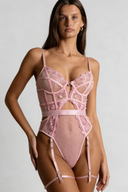 Set di lingerie con imbracatura in pizzo trasparente - Blu navy 