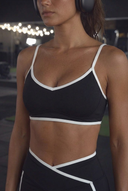 Moonhaven SoftFlow™ V Neck Sports Bra Contrast Trim - Black