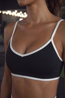 Moonhaven SoftFlow™ V Neck Sports Bra Contrast Trim - Black