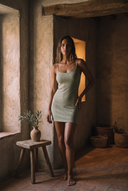 Vestido liso «Silhouette Douce» 100 % algodón - Blanco
