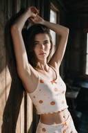 100 % algodón - Conjunto de pijama con camiseta de tirantes de punto elástico - Corazones rojos pequeños