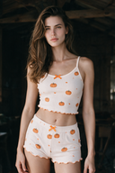 100 % algodón - Conjunto de pijama con camiseta de tirantes de punto elástico - Corazones rojos pequeños