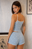 100 % coton - Ensemble pyjama avec caraco côtelé - Petits cœurs rouges