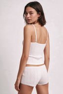 100 % coton - Ensemble pyjama avec caraco côtelé - Petits cœurs rouges