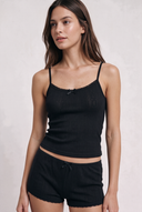 100 % coton - Ensemble pyjama avec caraco côtelé - Petits cœurs rouges