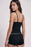 100% Cotton - Pointelle cami pajama set - Black